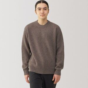 MUJI Ribbed Taupe/Mushroom Brown Yak Wool Sweater - Small